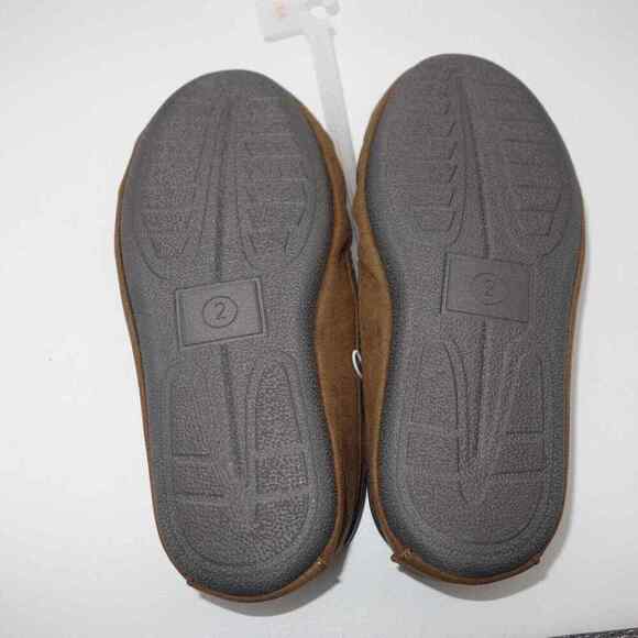 New Cat & Jack Boy’s Lionel Moccasin Hard Sole Slippers Dark Brown Size 2 - Picture 4 of 4